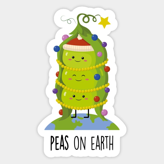 Peas on Earth Cute Pea Pun T-shirt Sticker by Sarah's Simulacrum